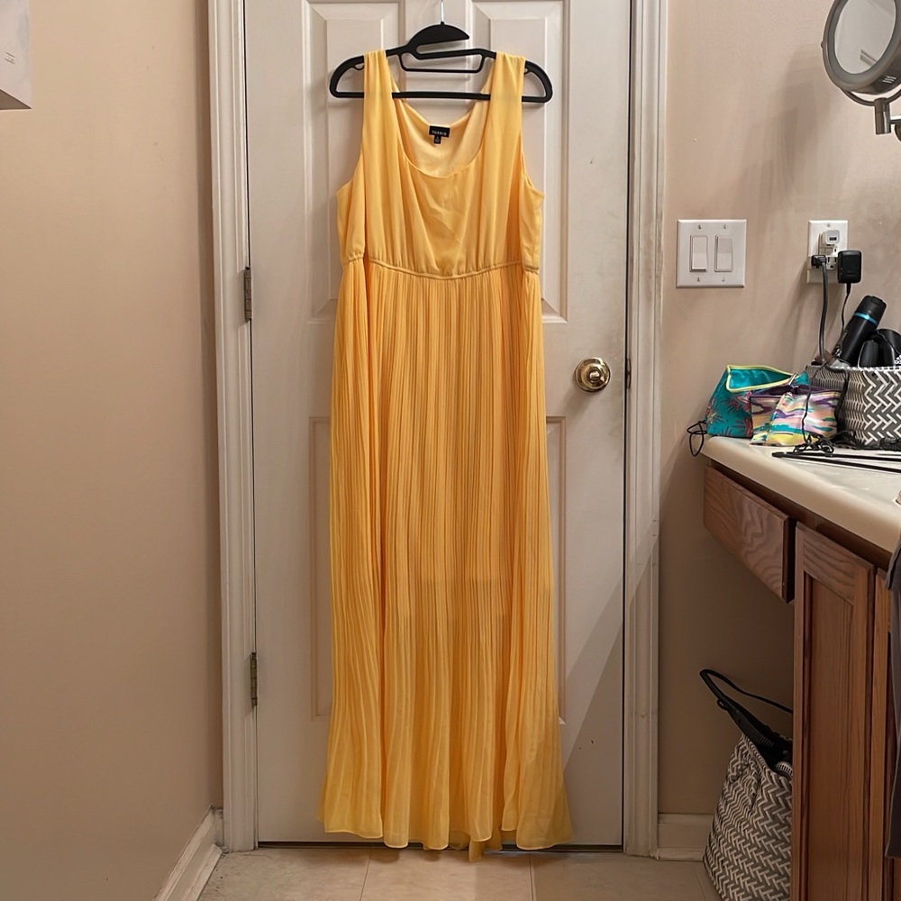 Yellow Pleated Chiffon Maxi Dress Torrid